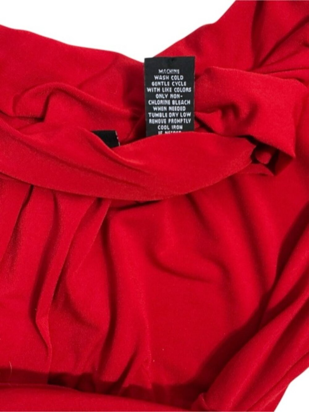 New York & Company Top Blouse Draped Waist Deep V Neck 3/4 Sleeve Tunic Red XL - Picture 9 of 16
